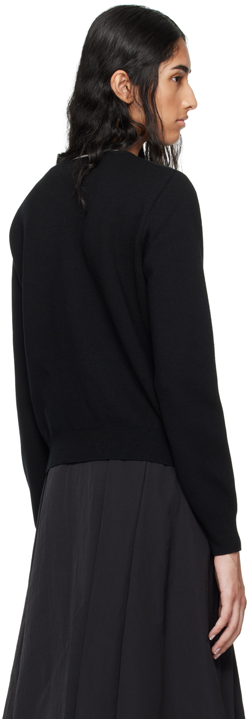 Moncler Wool Collarless Knit Sleeves Long Ribbed In 999 Black