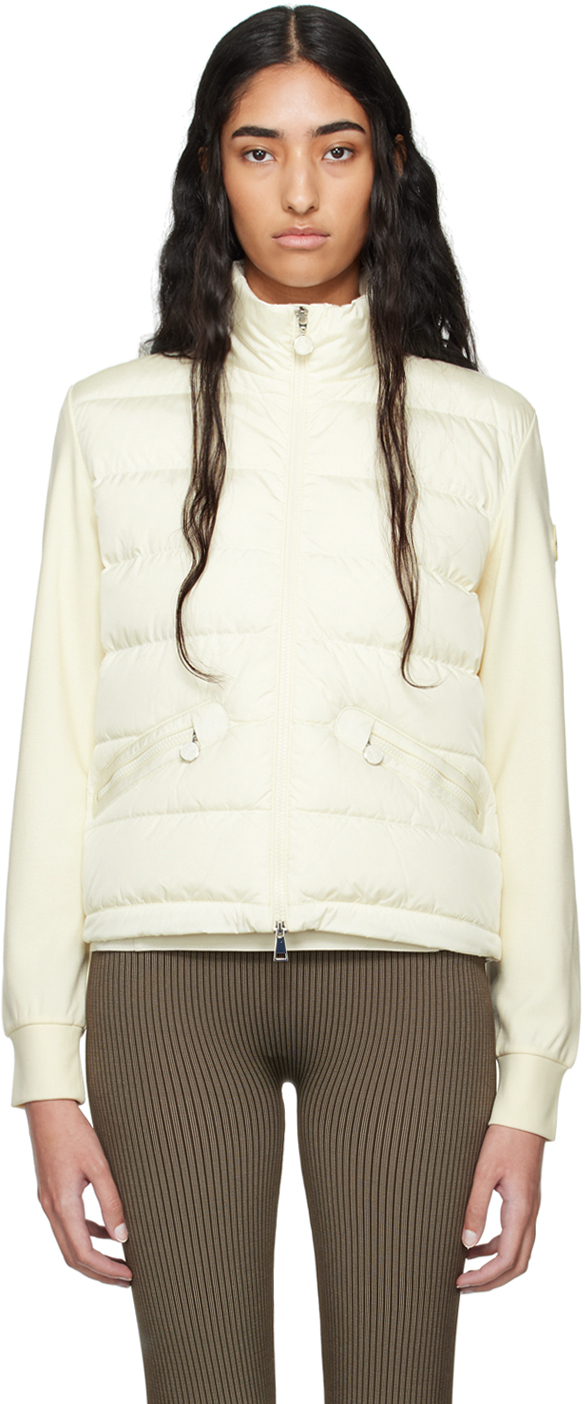 【関税込み】Moncler オフホワイト パネル ダウン カーディガン Moncler: オフホワイト パネル ダウン カーディガン | SSENSE 日本