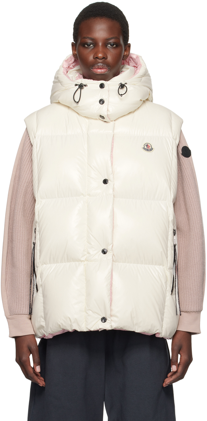 Shop Moncler Off-white Luzule Down Vest In 034 White