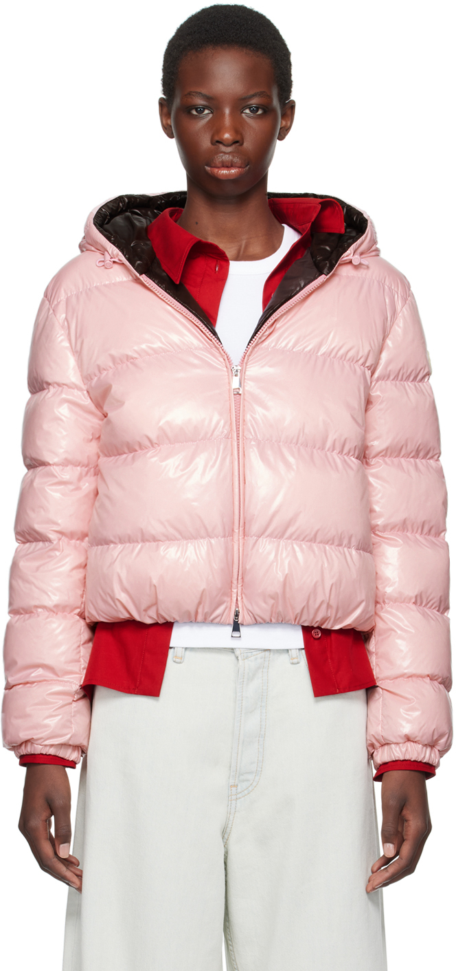 Shop Moncler Pink Bayard Down Jacket In 523 Pink / Brown