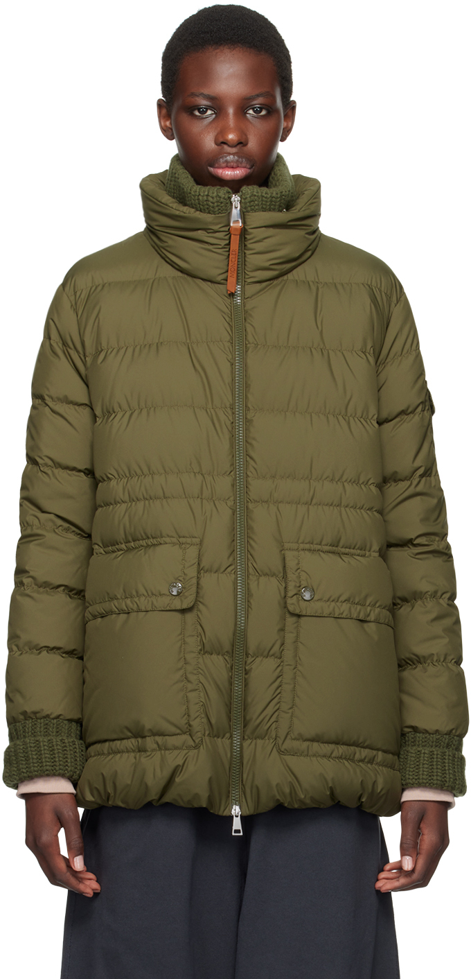 Moncler Green Baux Short Down Jacket In 818 Green