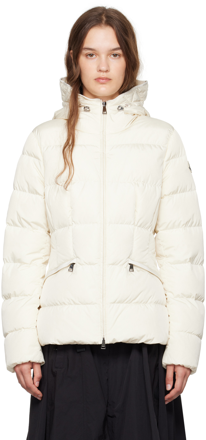 アウターその他 MONCLER Women Outer 25P1A00020597YF 034 WHITE Elegant Cinched Down Jacket - Moncler | WE IN STYLE
