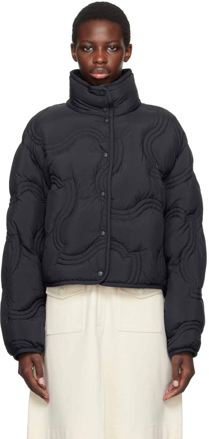 【関税込み】Moncler ネイビー Beryl ショート ダウンジャケット Moncler: Navy Beryl Short Down Jacket | SSENSE
