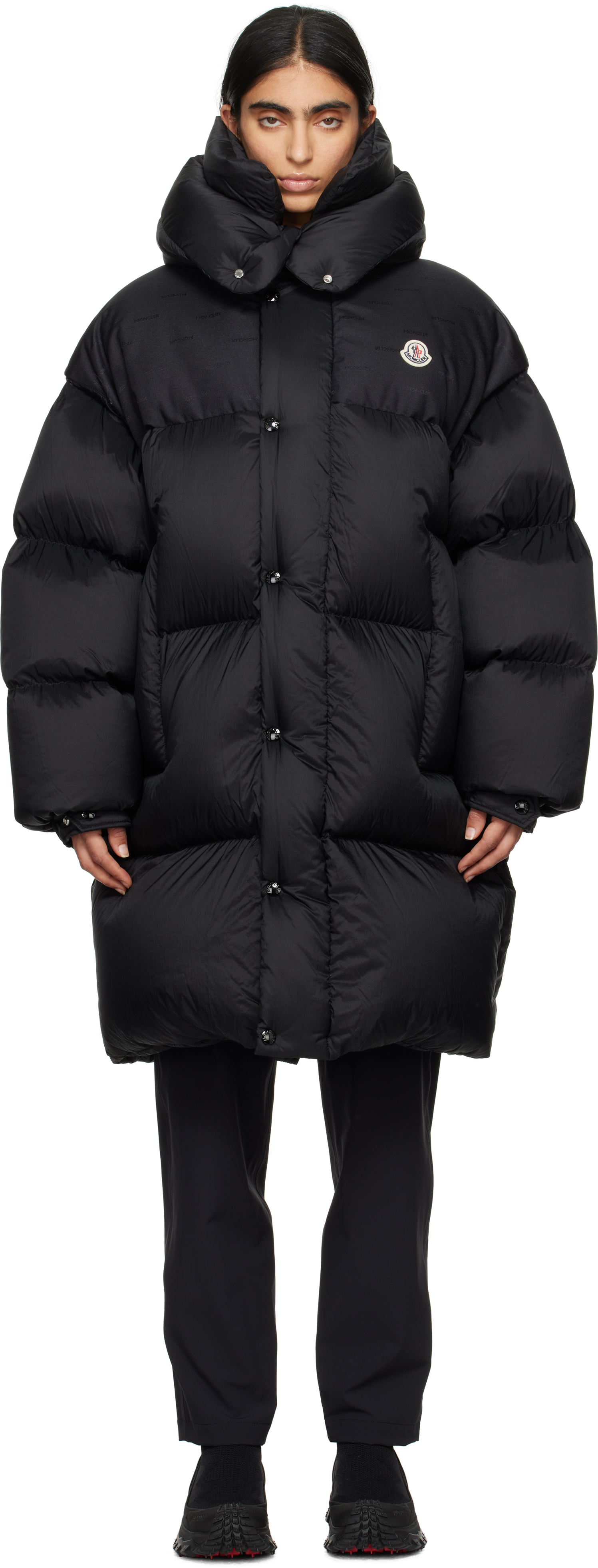 Shop Moncler Black Verone Long Down Jacket In 999 Black