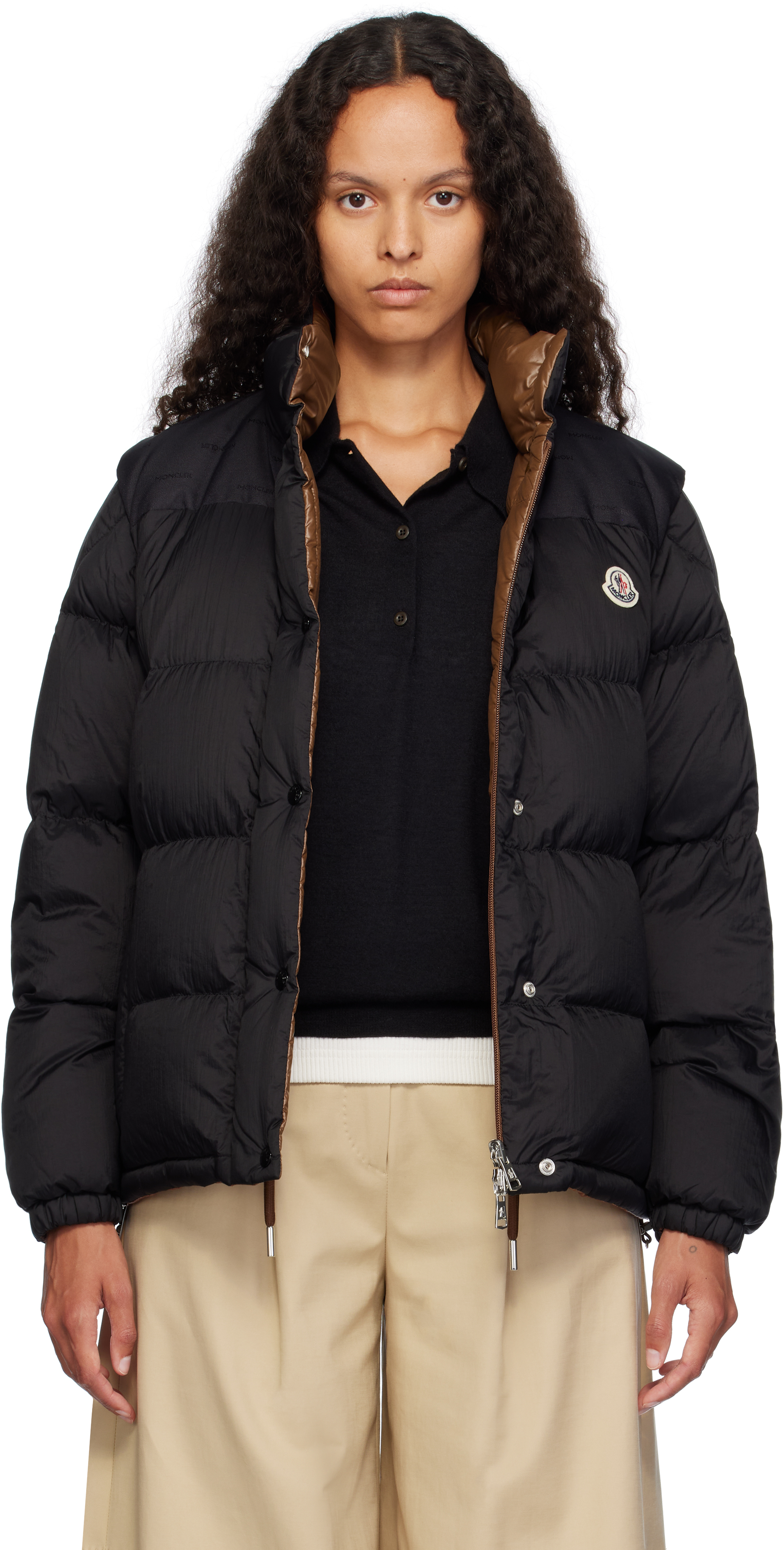 Shop Moncler Black & Brown Verone Short Reversible Down Jacket In 999 Black