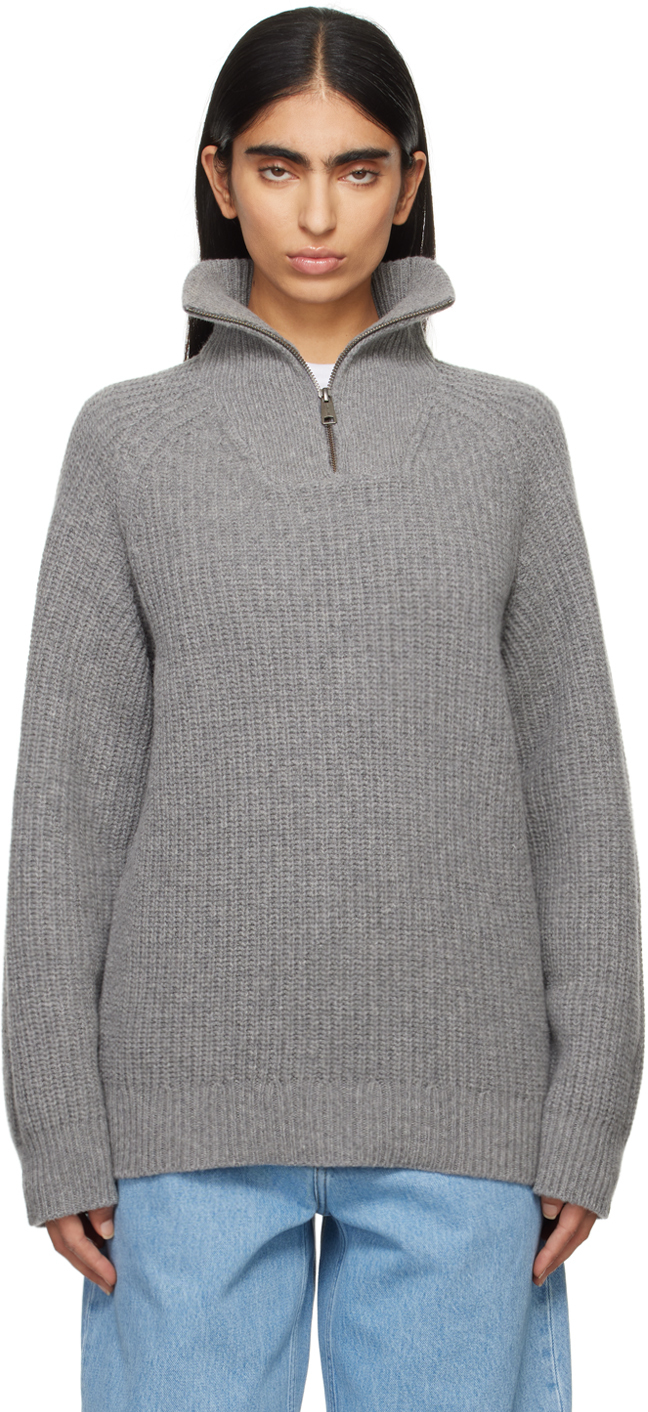 Shop Carhartt Gray Marlon Half Zip Sweater In Grey Heather