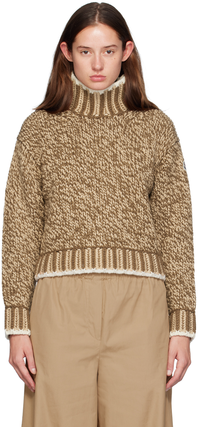 Shop Moncler Beige Wool Turtleneck In P22 Beige