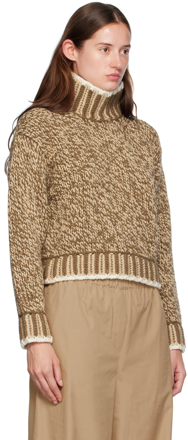 Moncler Patterned Wool Turtleneck Sweater In P22 Beige
