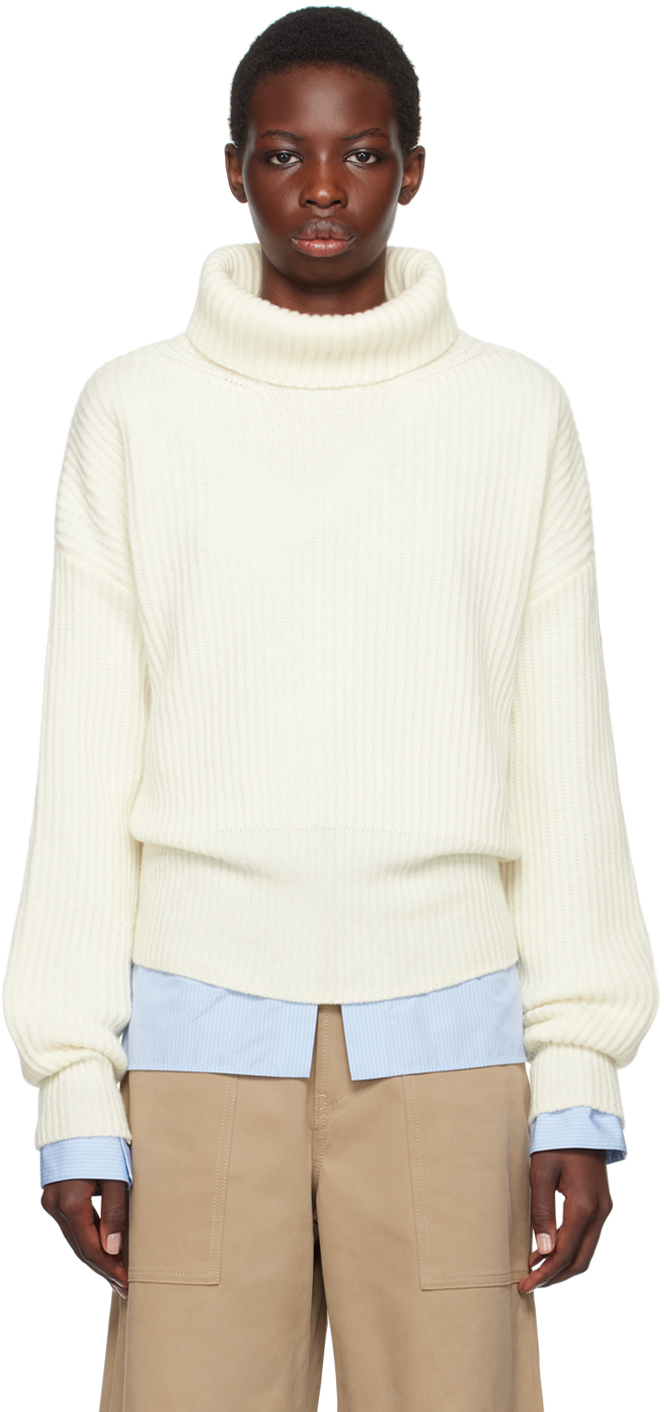 Shop Moncler White Patch Turtleneck In 035