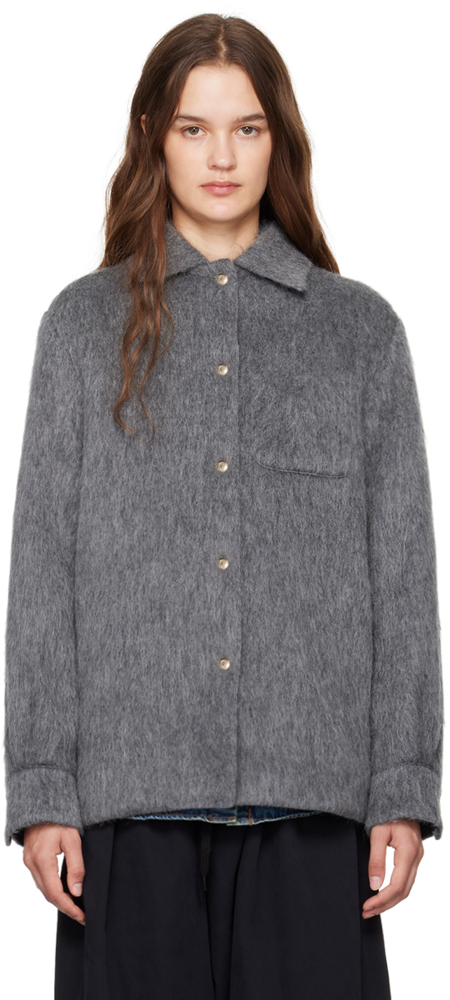 Shop Moncler Gray Virgin Wool & Mohair Jacket In 935