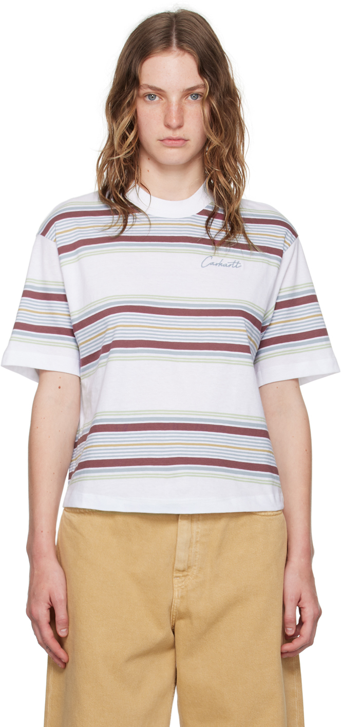 Shop Carhartt White Snyder T-shirt In Snyder Stripe, White