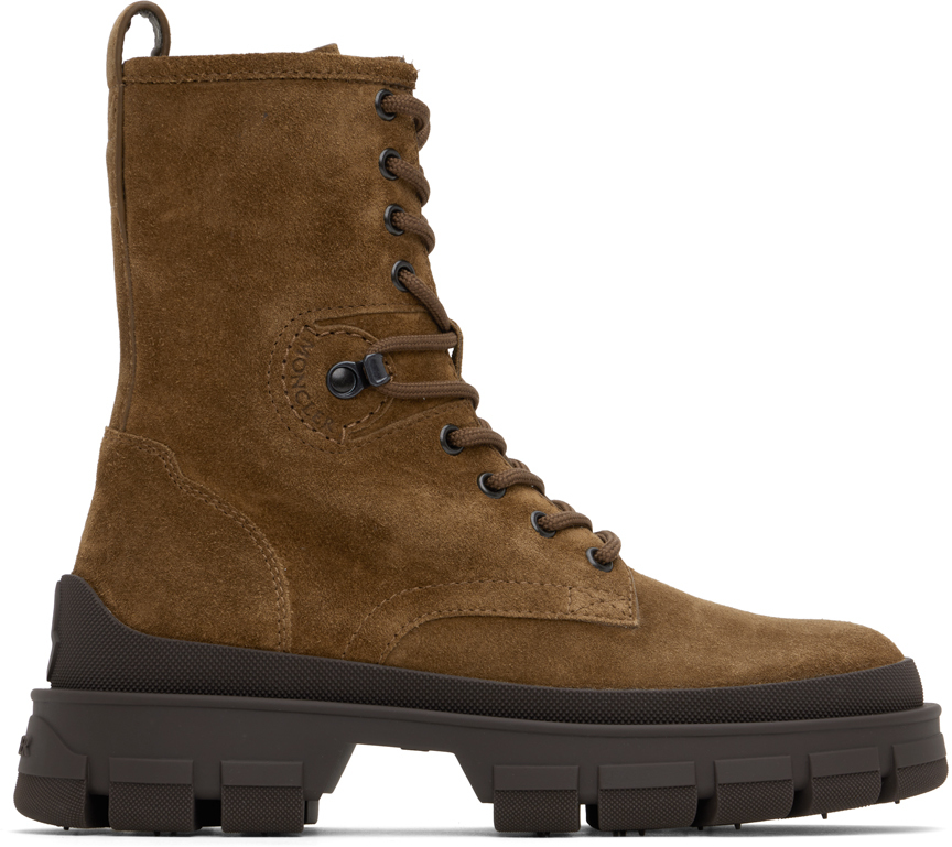 Shop Moncler Brown Hevea Suede Lace-up Boots In 24a Caribou