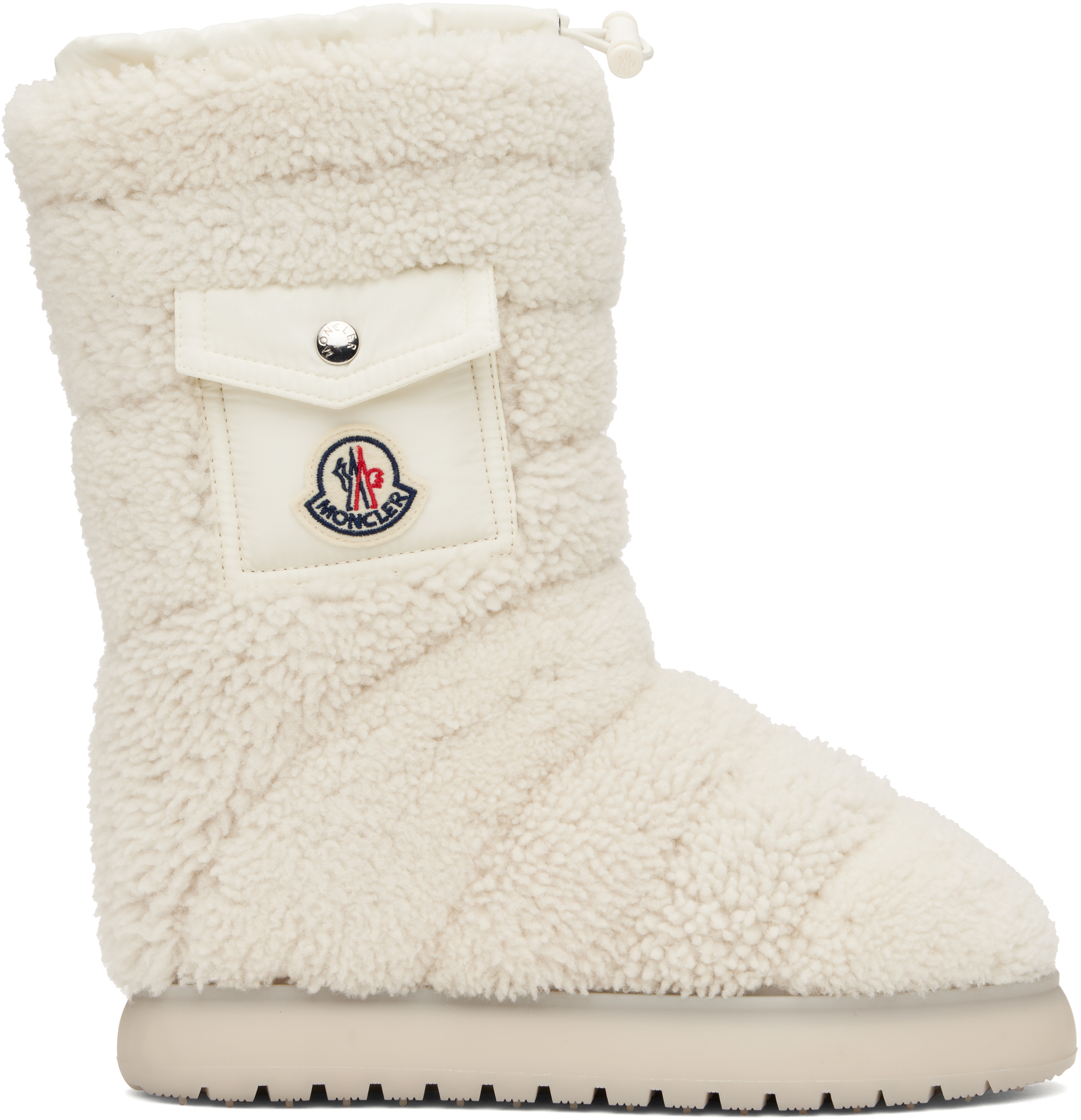 White Gaia Pocket Mid Shearling Boots