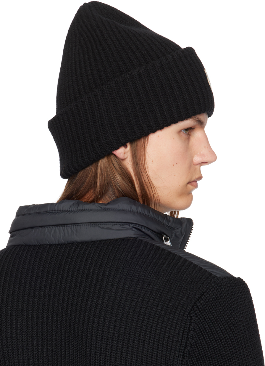Shop Moncler Black Wool & Cashmere Beanie In 999 - Black