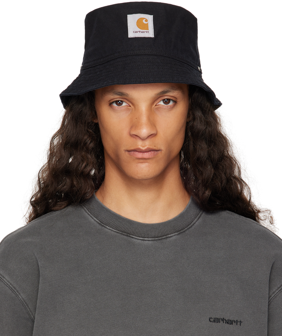 CARHARTT BLACK WALTER LINEN BUCKET HAT 