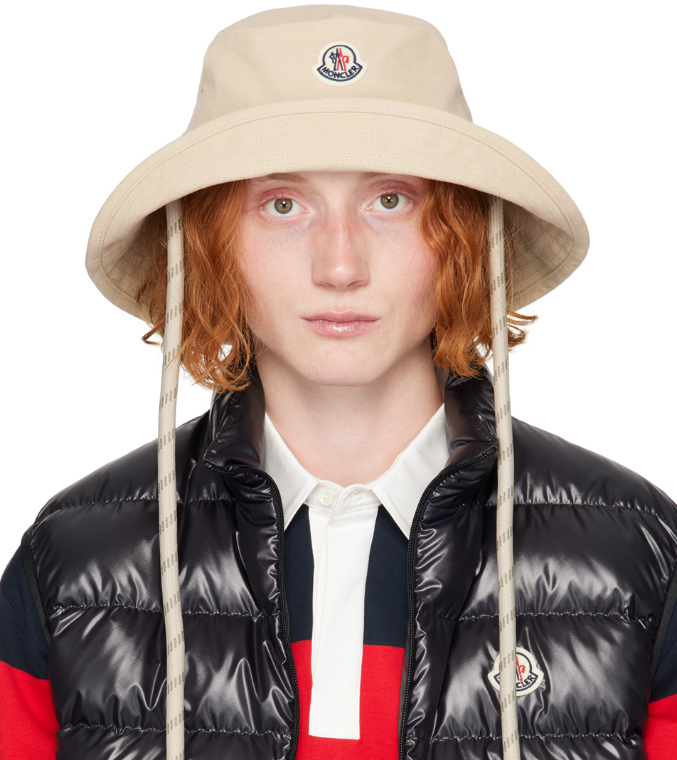 Moncler: Beige Self-Tie Bucket Hat | SSENSE