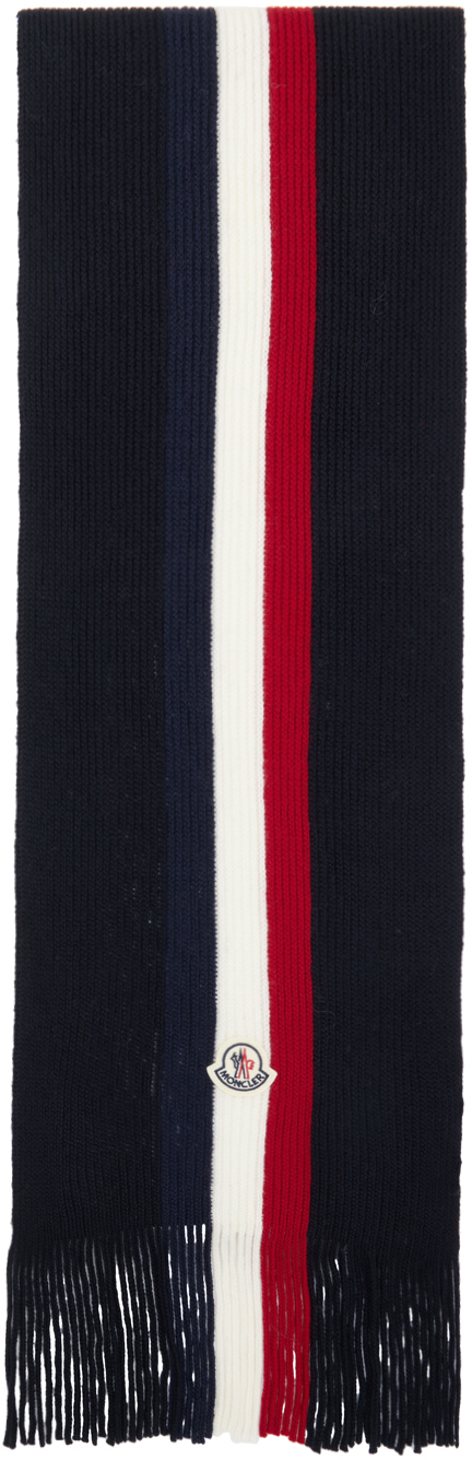 Navy Tricolor Wool Scarf