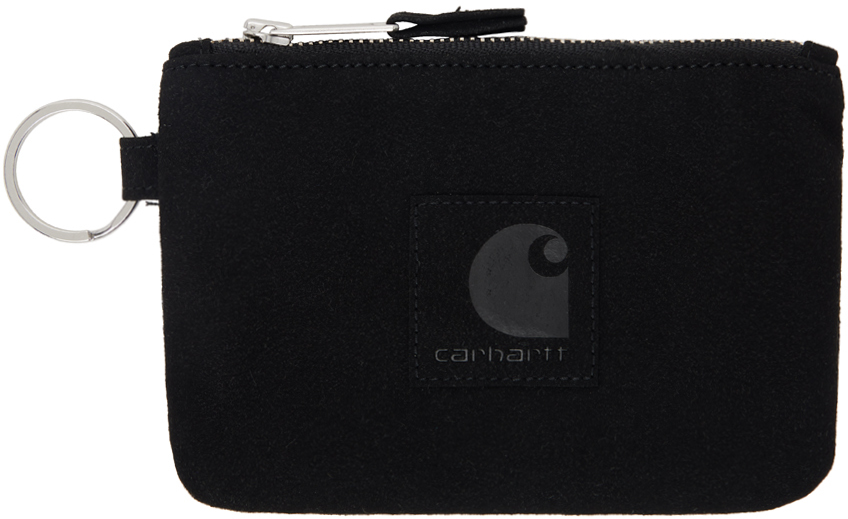 Black Faux Suede Zip Wallet