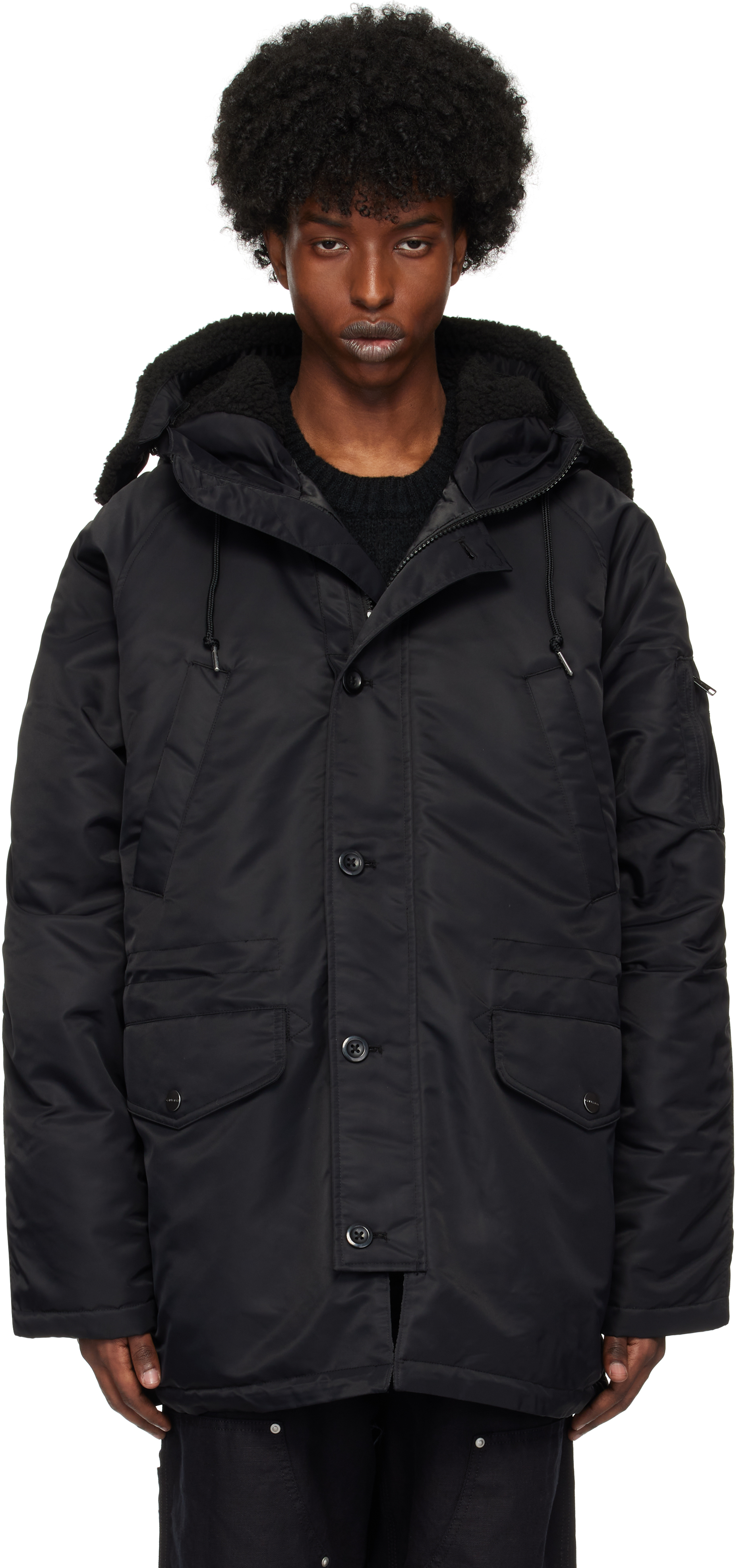 Carhartt Black Hooded Olten Parka Coat In 89xx Black