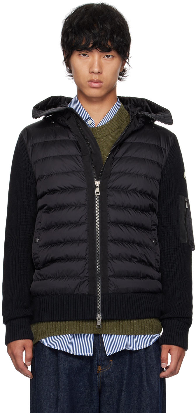 Shop Moncler Black Hooded Down Jacket In 999 - Black