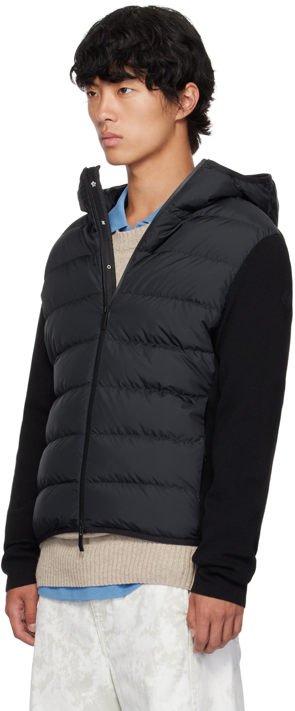 Moncler Black Paneled Down Jacket In 999 - Black
