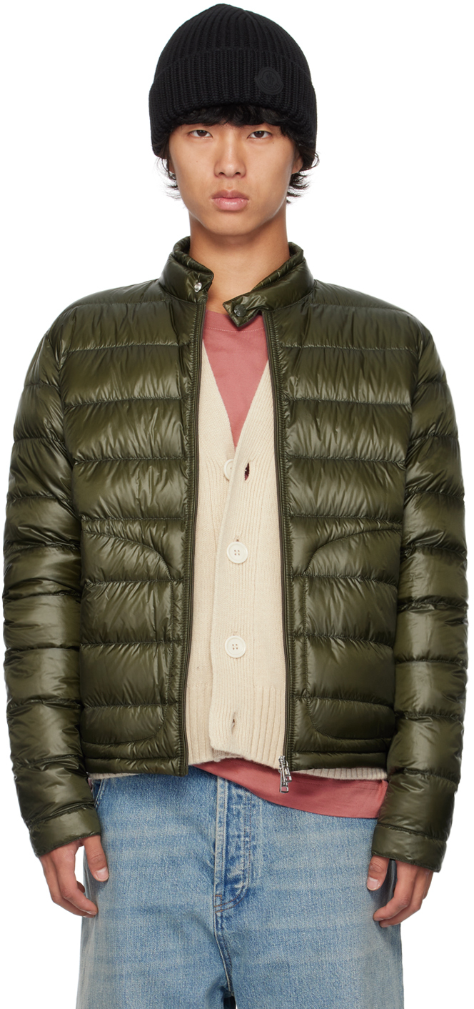 Moncler: Khaki Acorus Down Jacket | SSENSE