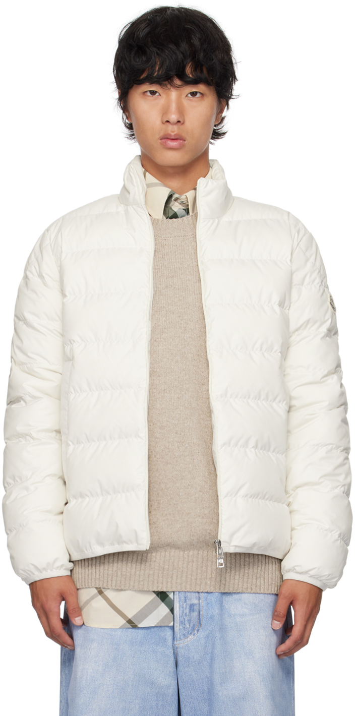 Shop Moncler White Baudinet Down Jacket In 034 - Silk White