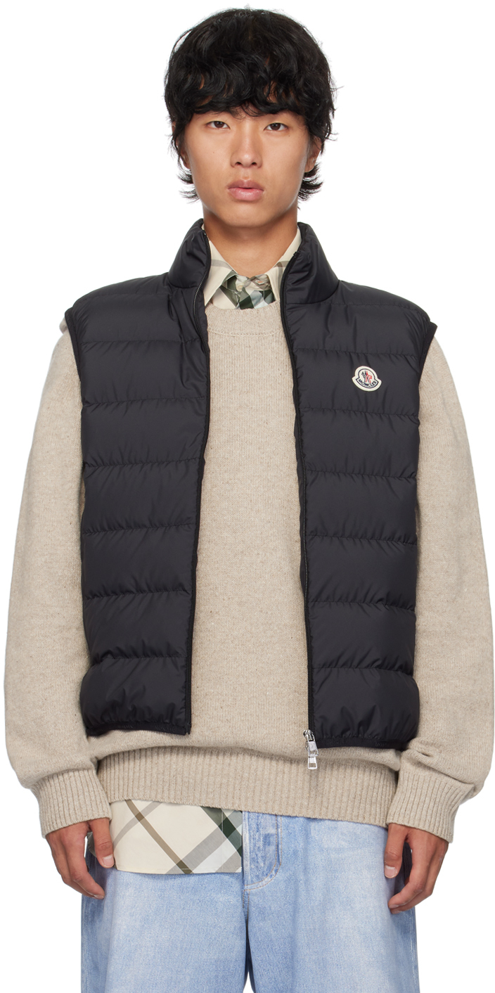 Shop Moncler Black Contrin Down Vest In 999 - Black