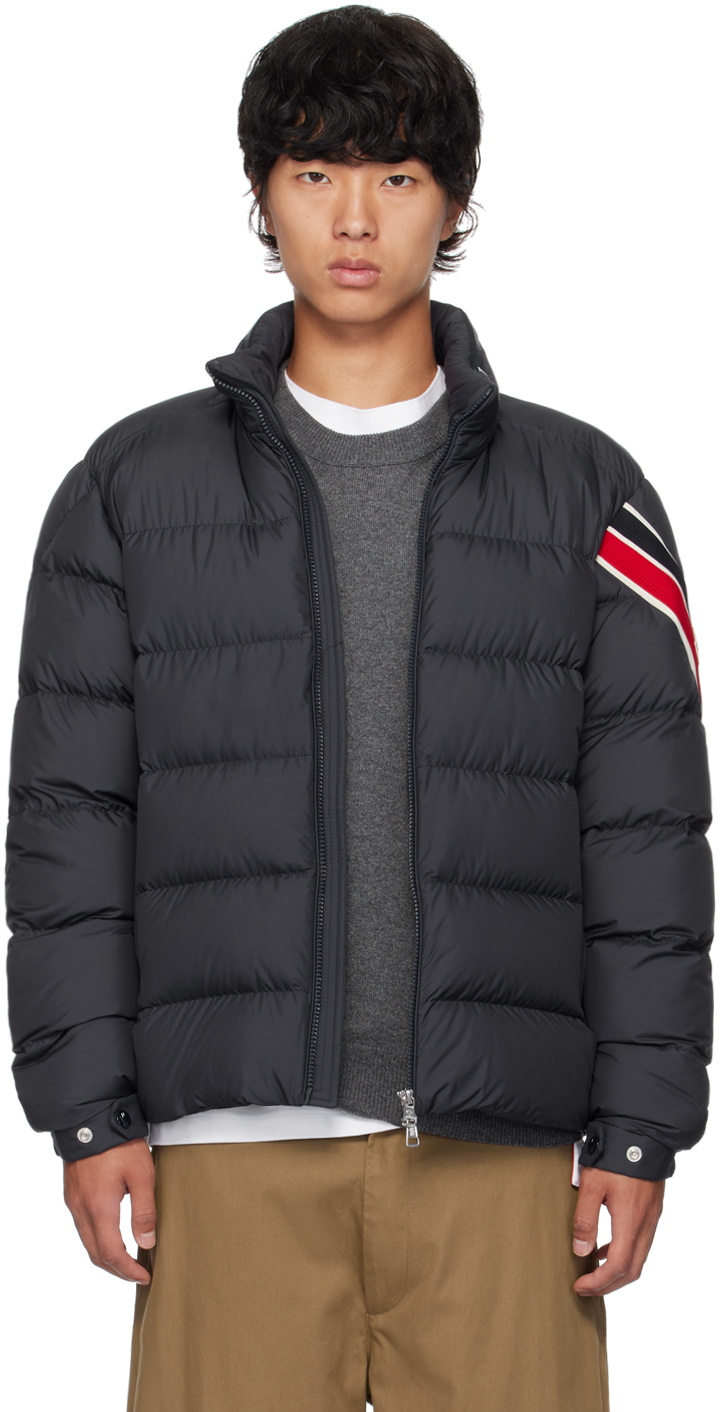 Shop Moncler Navy Solayan Down Jacket In 779 - Navy Blue