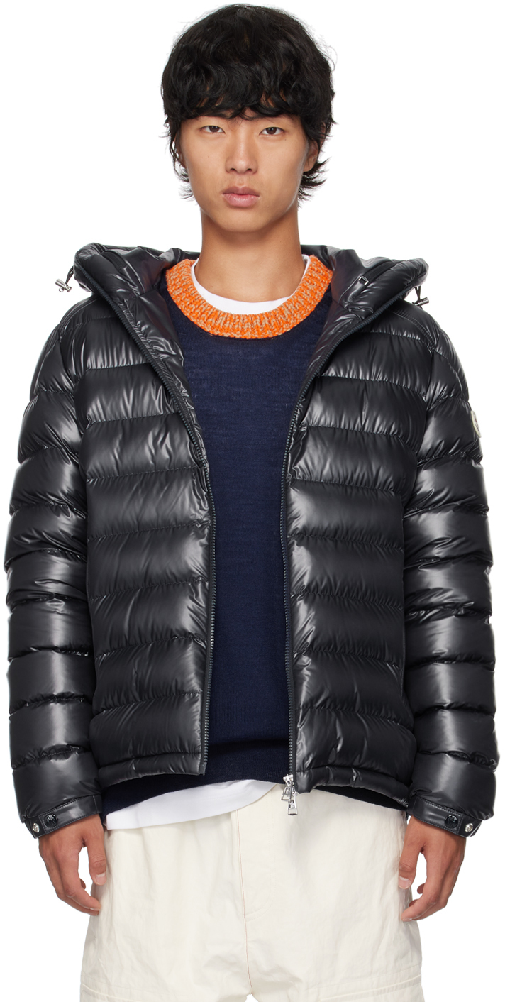 Shop Moncler Navy Besines Down Jacket In 779 - Navy Blue