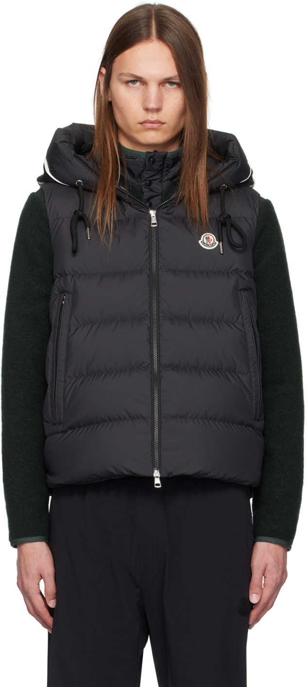 Moncler Black Cardamine Down Vest In 999 - Black