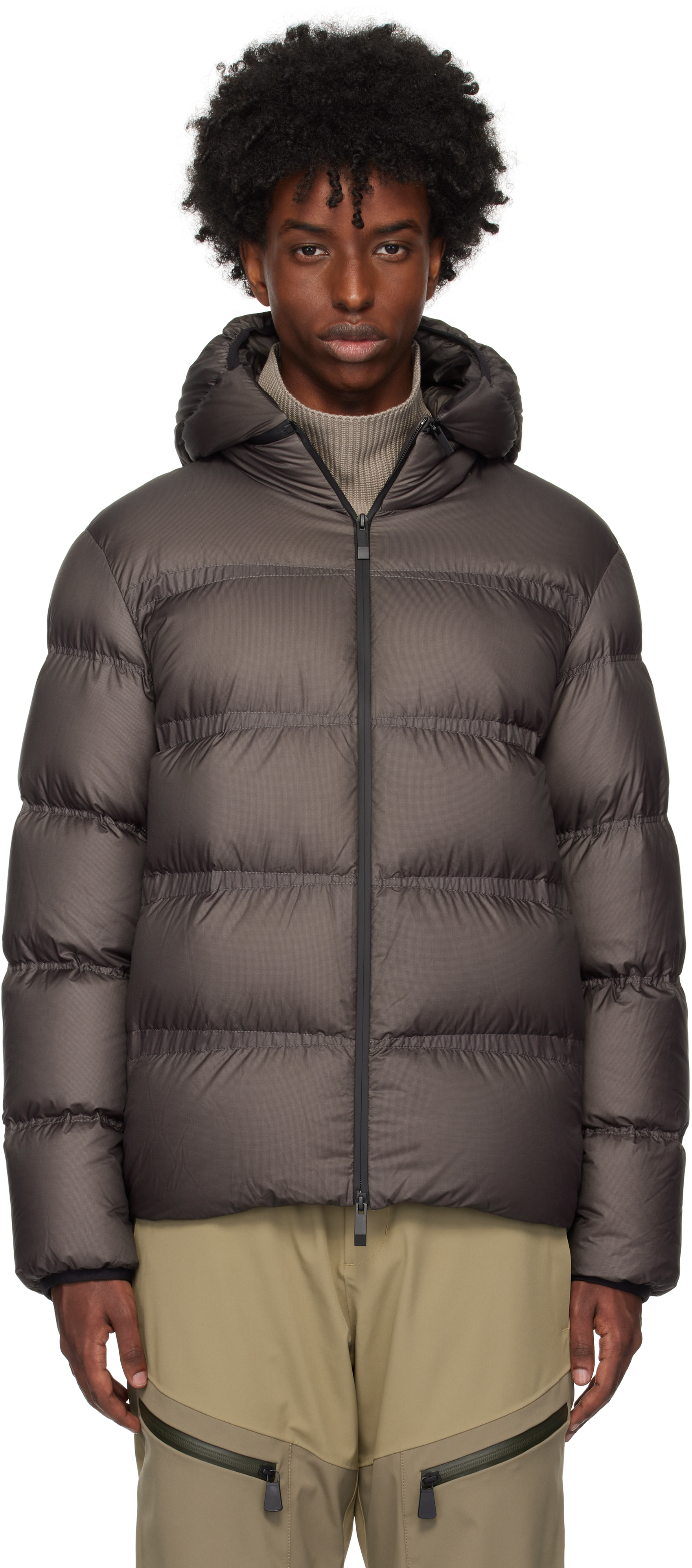 Shop Moncler Brown Masac Down Jacket In 243 - Dark Brown