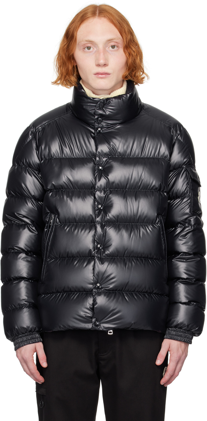 Shop Moncler Navy Lule Short Down Jacket In 778 - Dark Navy Blue