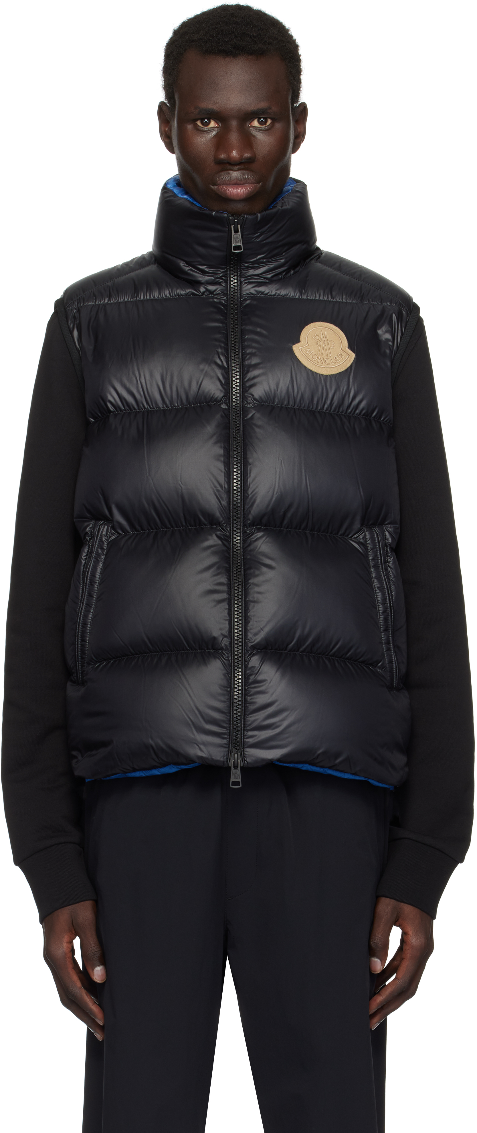 Shop Moncler Black Sumido Down Vest In 995 - Black Gray