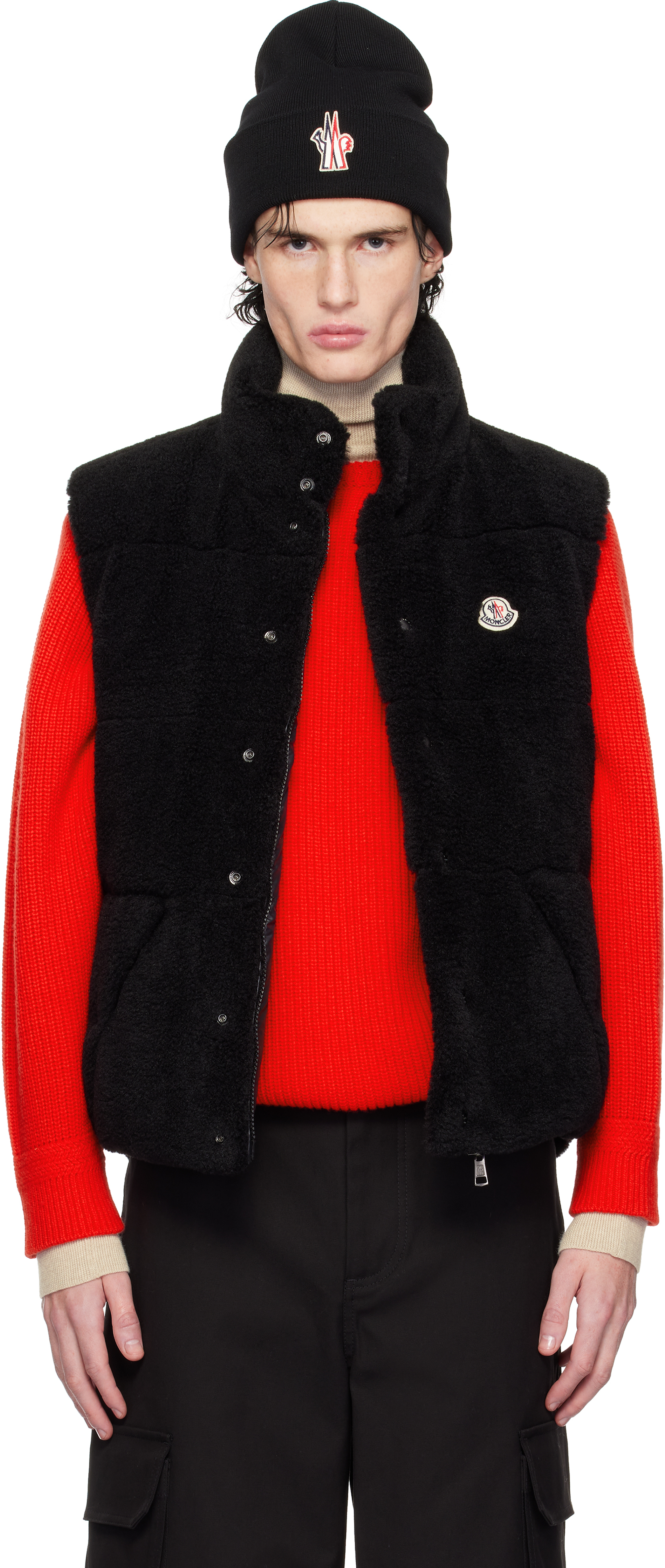 Moncler: Black Colbricon Teddy Reversible Down Vest | SSENSE