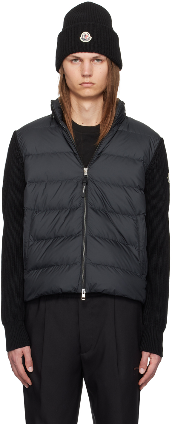 Shop Moncler Black Padded Zip-up Down Hoodie In 999 - Black