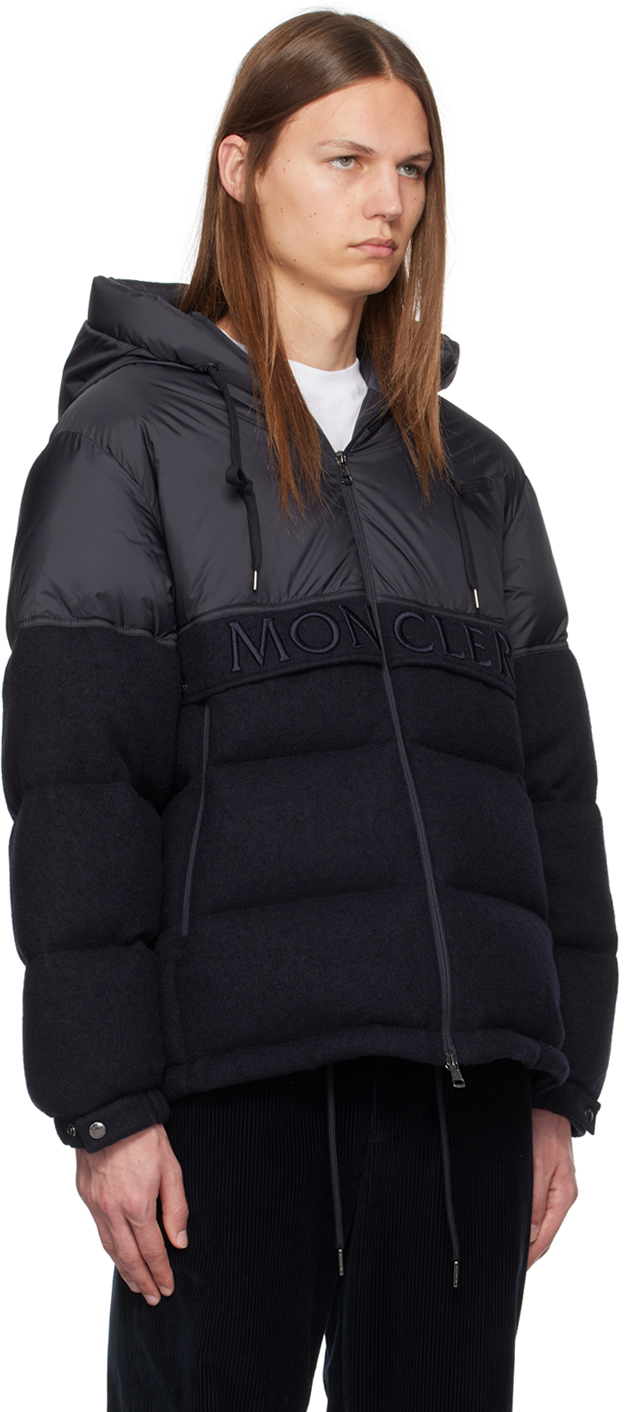 Moncler Andres Jacket In Nylon And Wool In 742 - Navy Blue