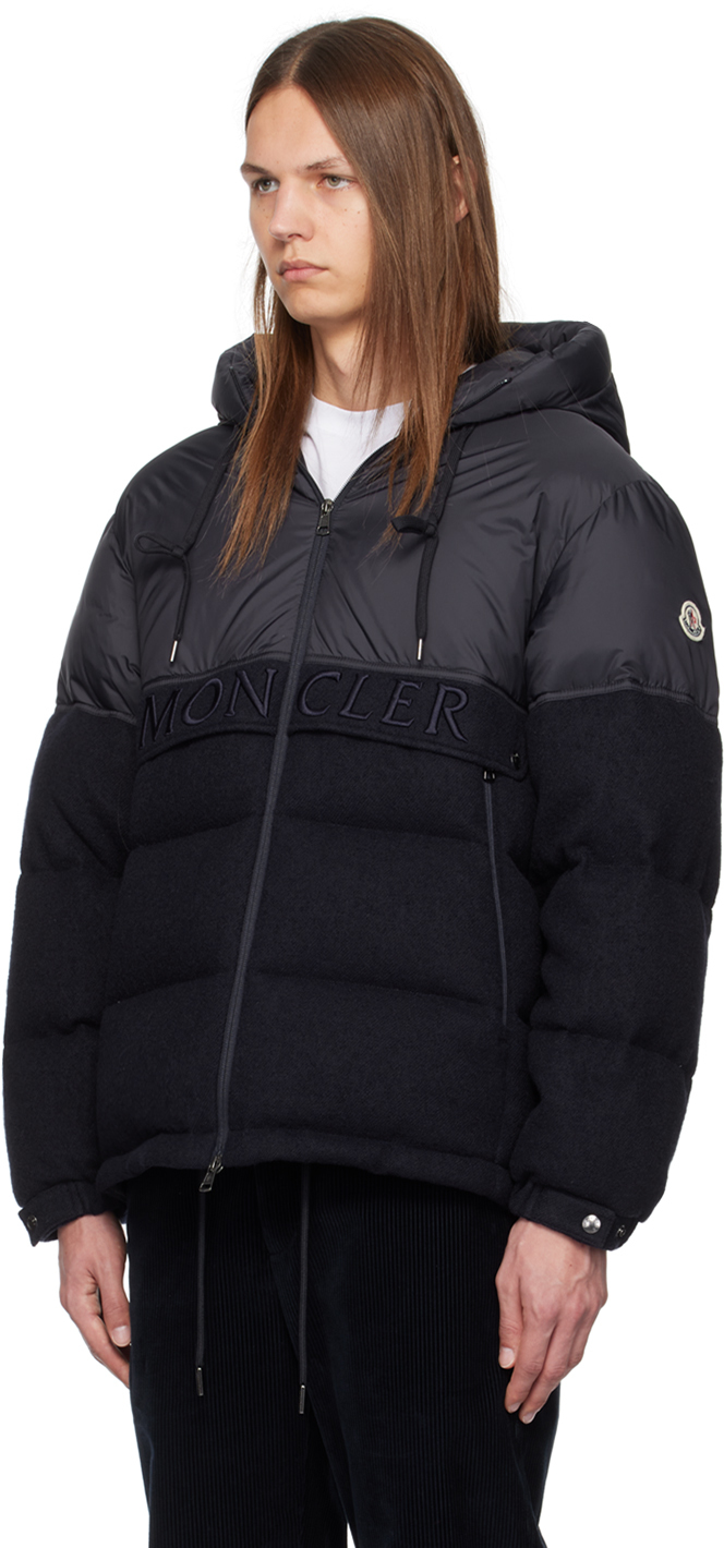 Moncler Andres Jacket In Nylon And Wool In 742 - Navy Blue