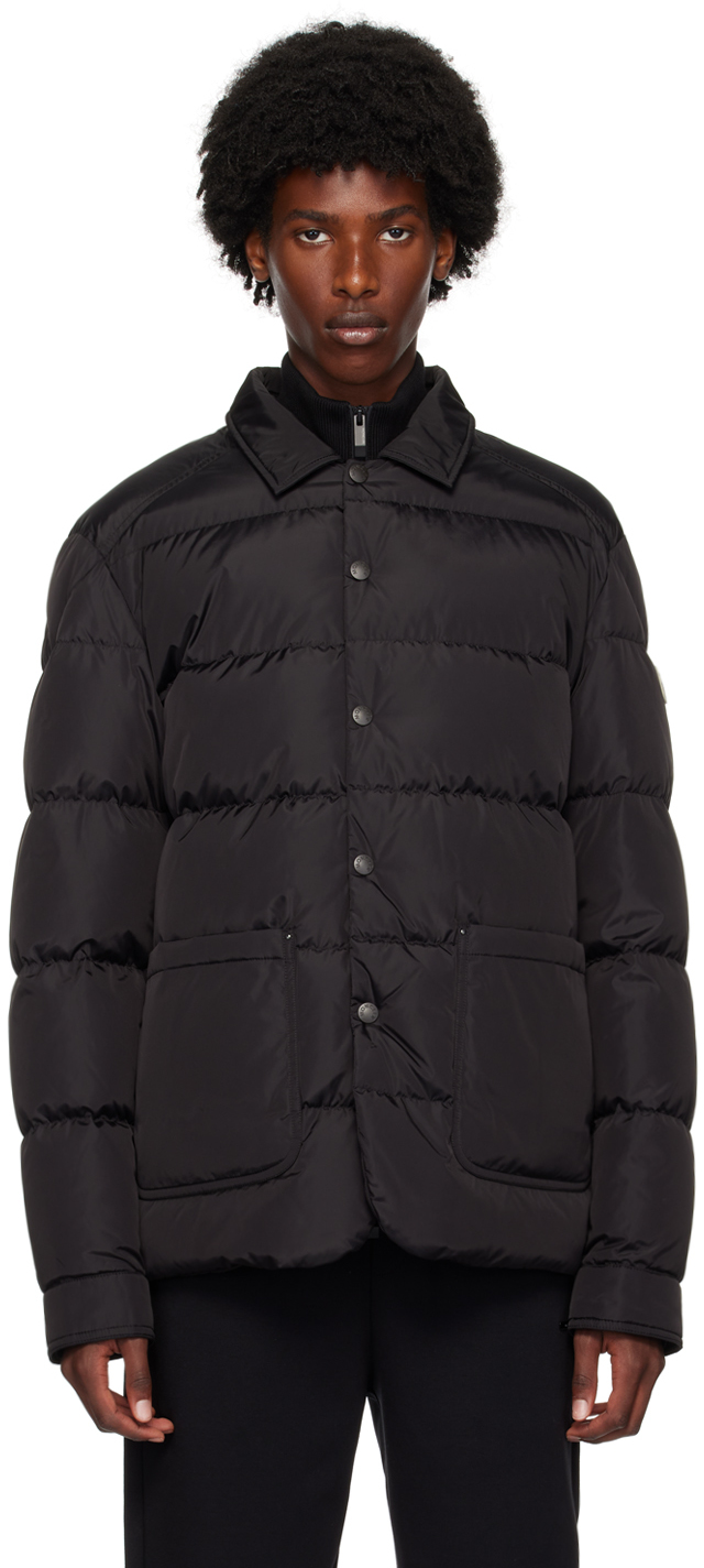 Moncler Black Ciareido Down Shirt Jacket In 999 - Black
