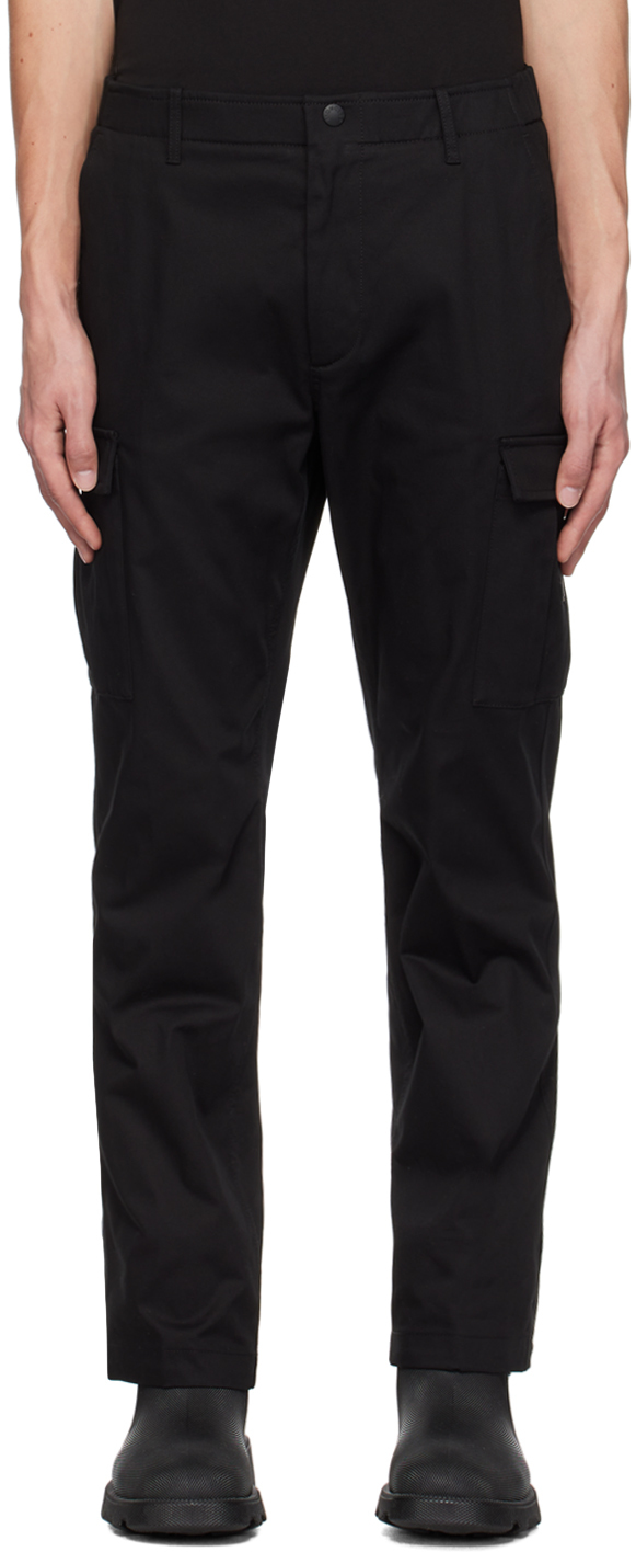 Shop Moncler Black Logo Patch Cargo Pants In 999 - Black