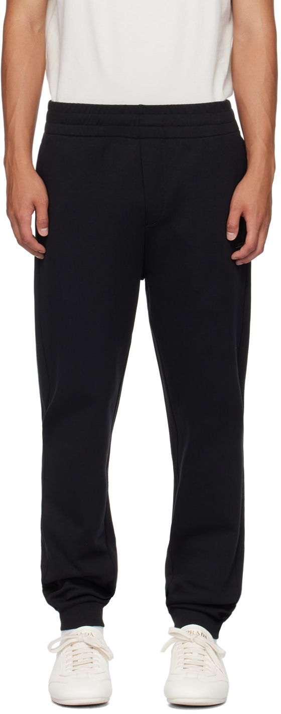 Shop Moncler Black Plaque Sweatpants In 999 - Black