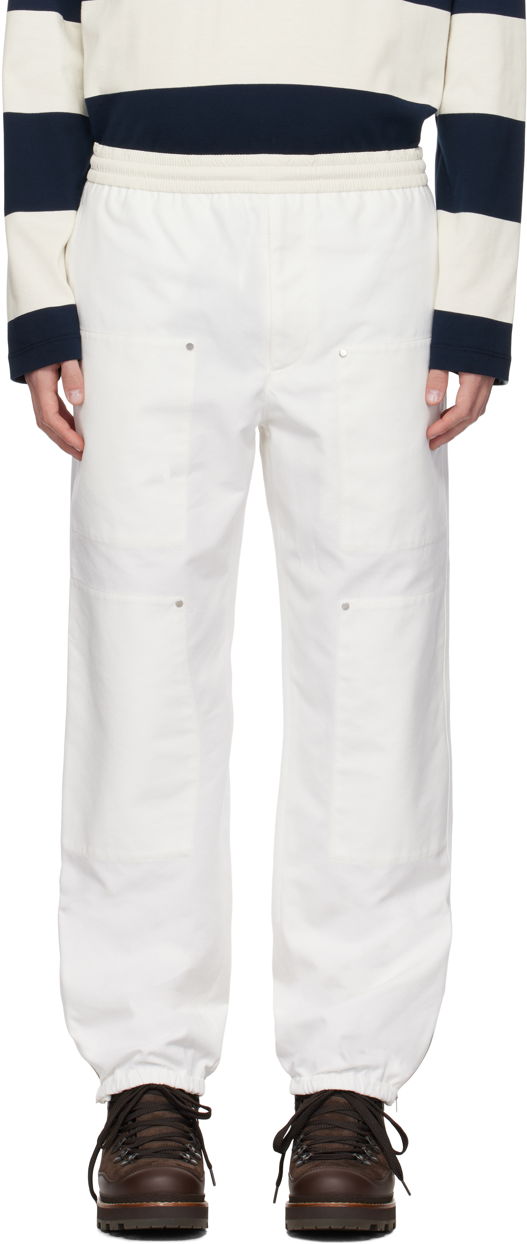 Shop Moncler White Archivio Creativo Cp Trousers In 038 - White