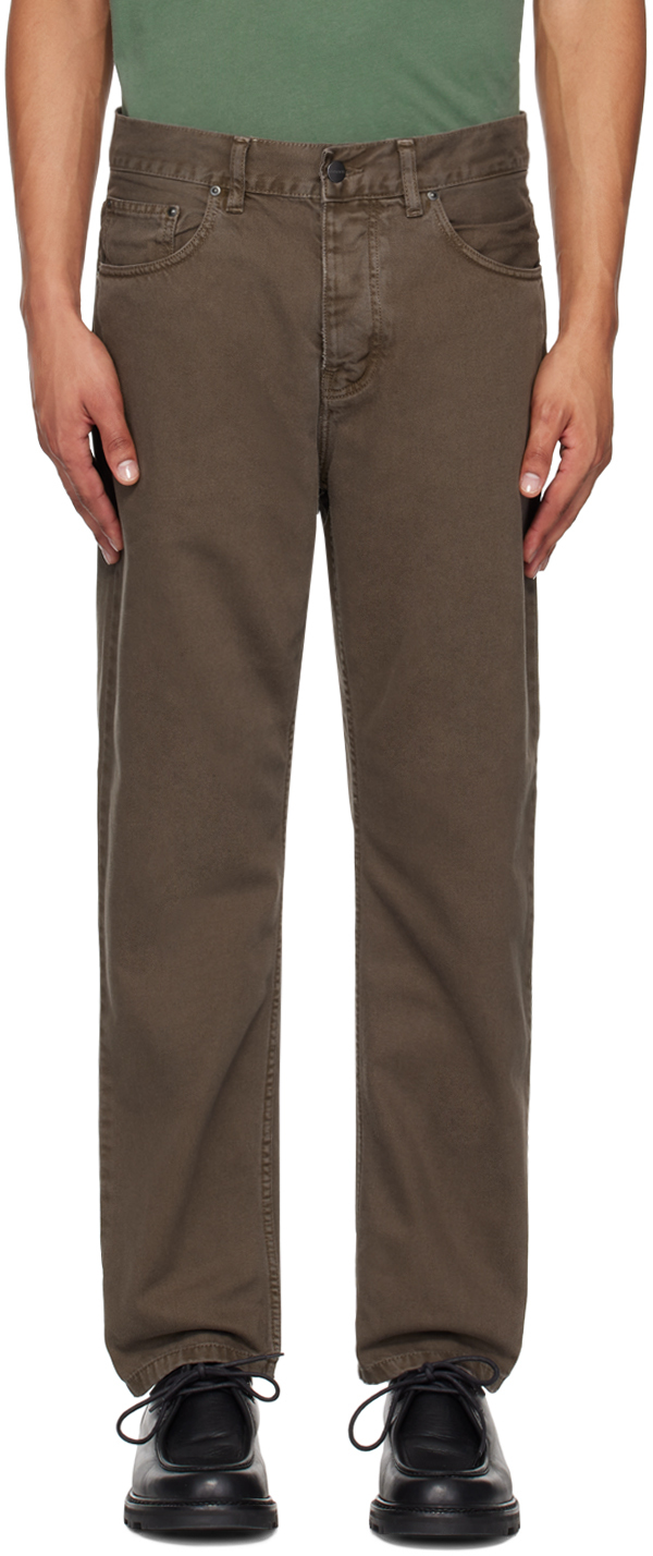 Shop Carhartt Brown Newel Trousers In 9644j Mirage