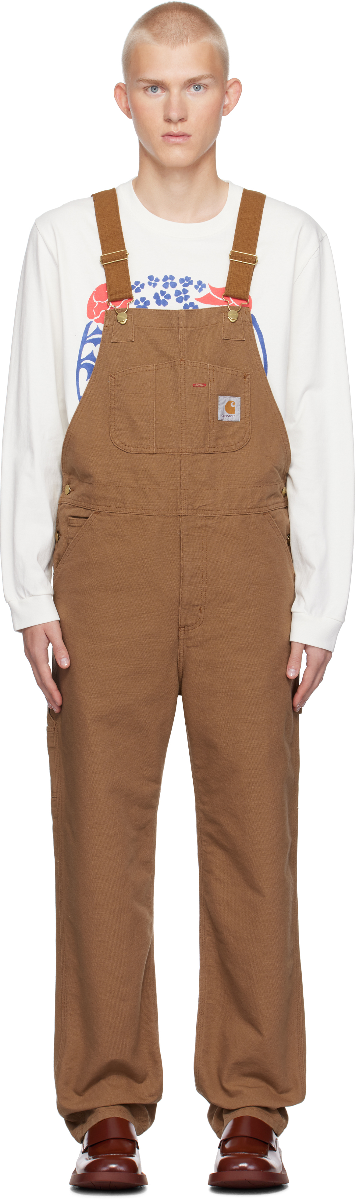 Shop Carhartt Brown Bib Overalls In Hz02 Hamilton Brown