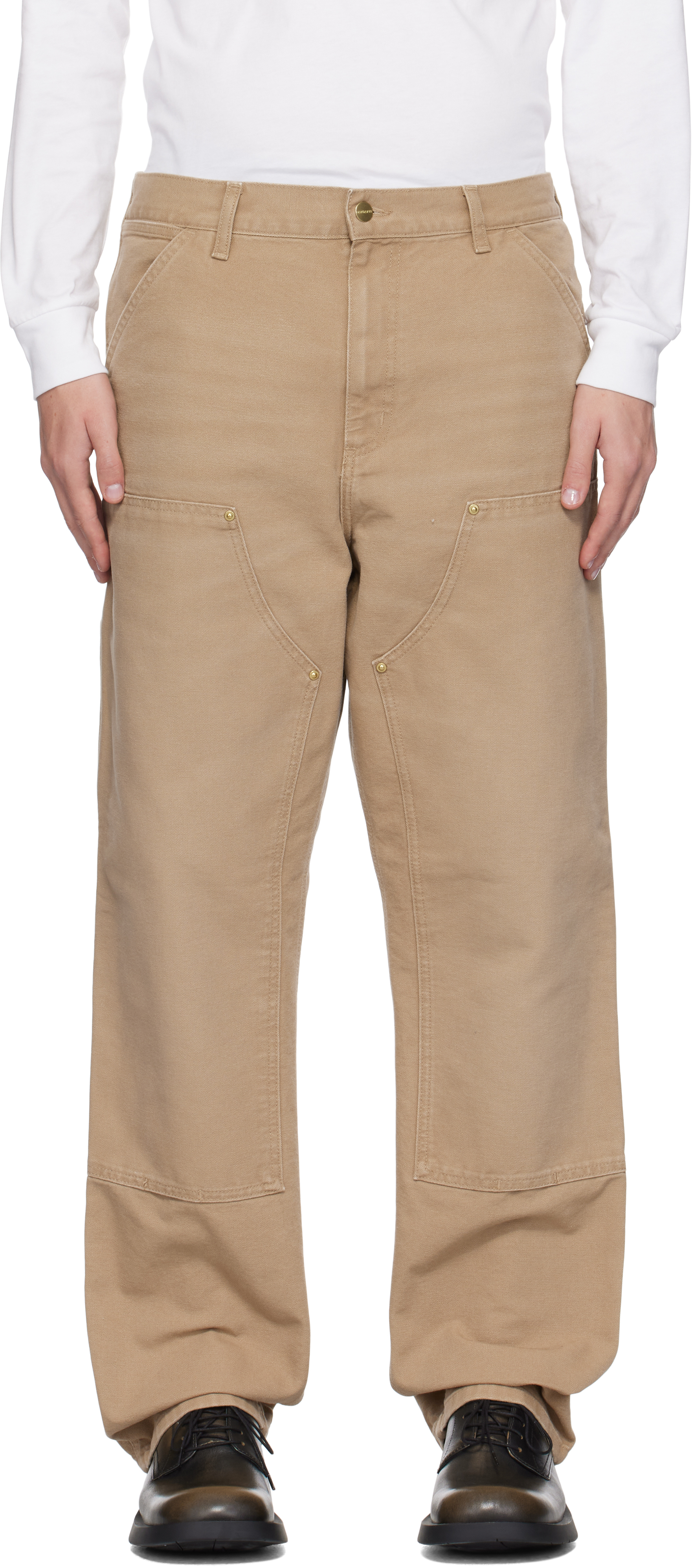 Shop Carhartt Tan Double Knee Cargo Pants In 2fs3k Peanut