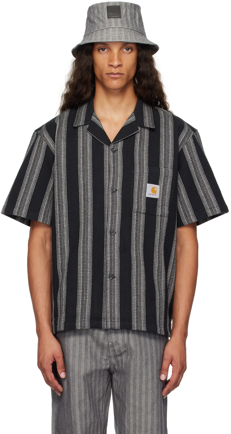 Shop Carhartt Black Dodson Stripe Shirt In Xx 2a3 Black Stripe