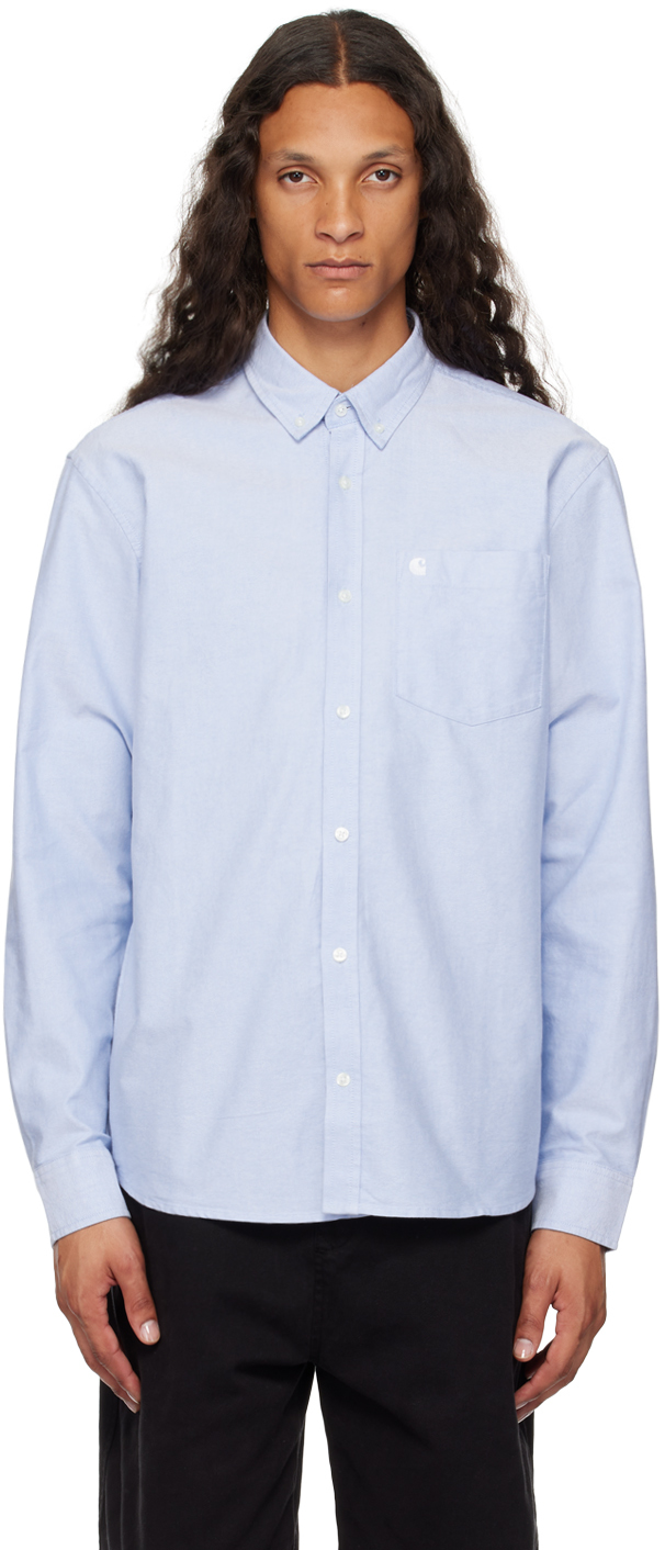 Shop Carhartt Blue Embroidered C-logo Shirt In Xx 12t Bleach / Whit