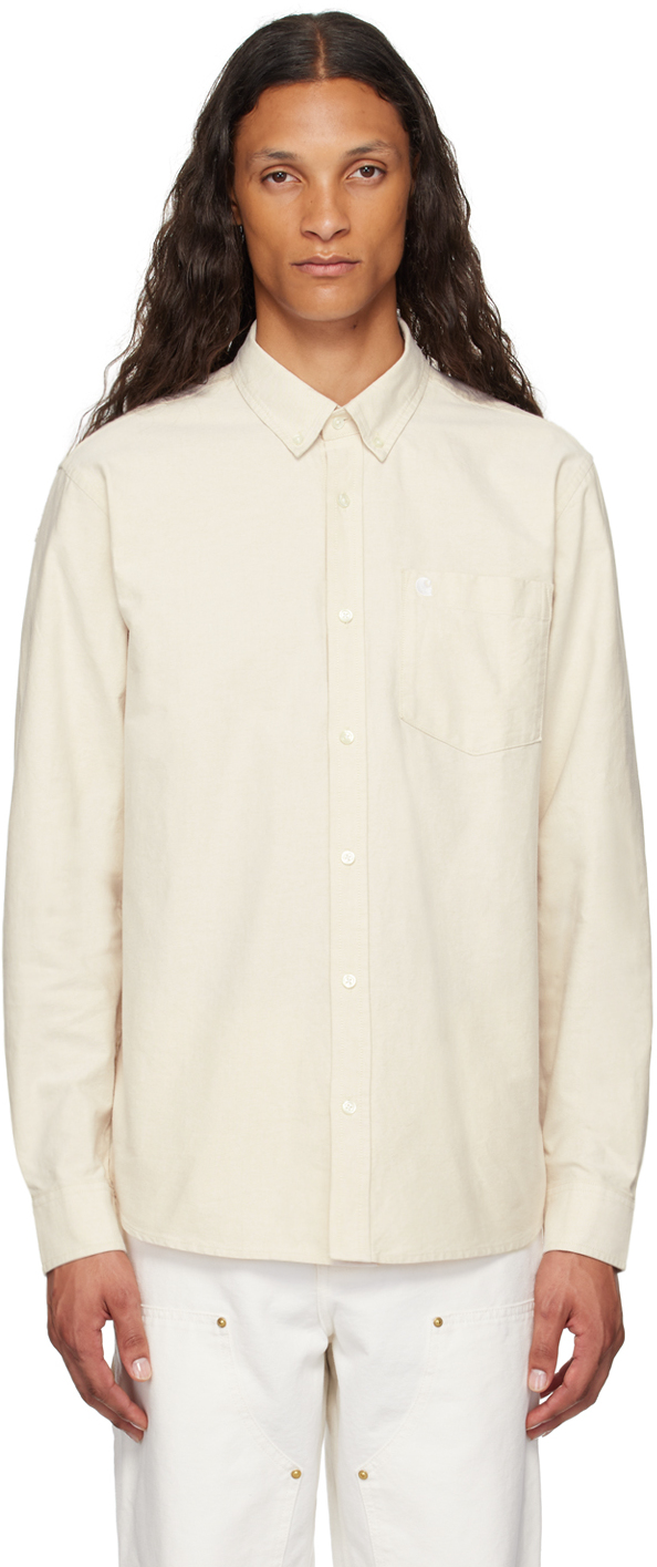 Shop Carhartt Beige C-logo Shirt In Xx 2a0 Cornsilk / Wh