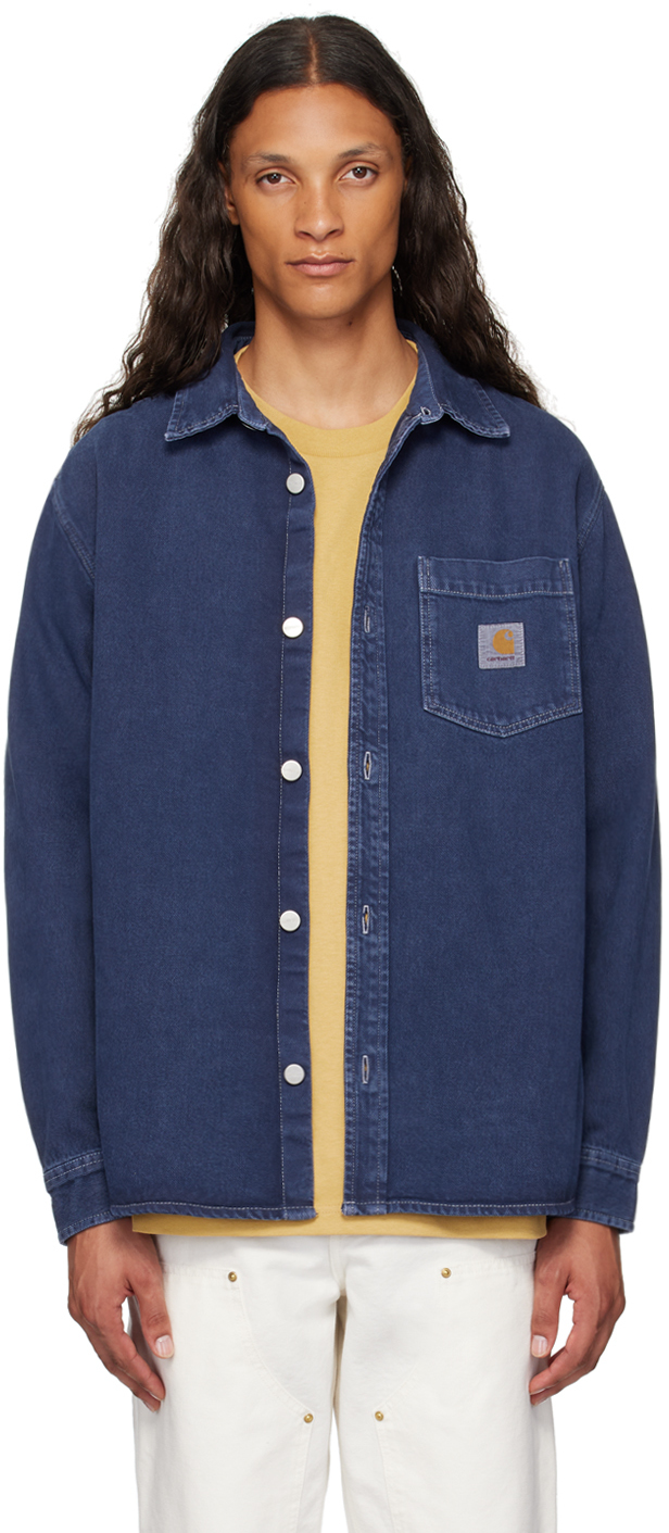 Shop Carhartt Blue George Denim Jacket In 4j 29l Air Force Blu