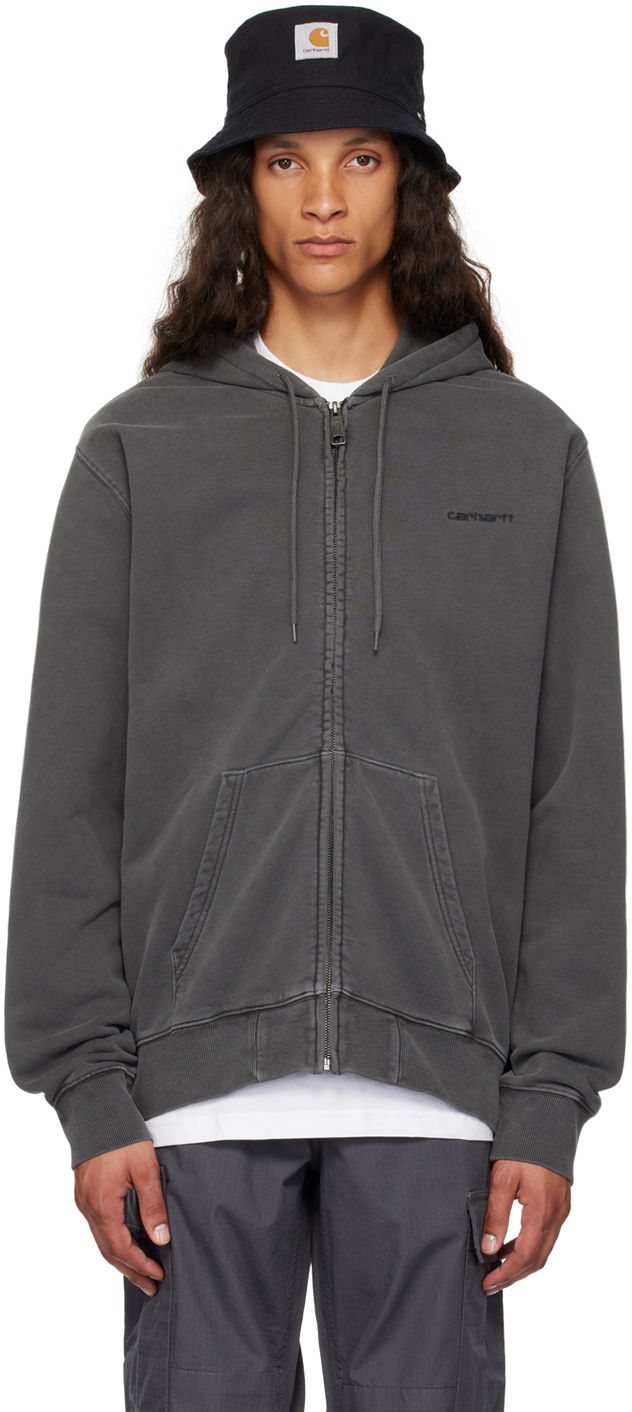 Shop Carhartt Black Duster Script Hoodie In Gd 89 Black